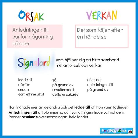 orsak verkan samband engelska